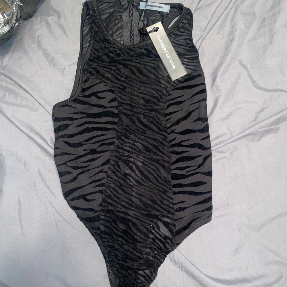 Zebra mesh body suit
